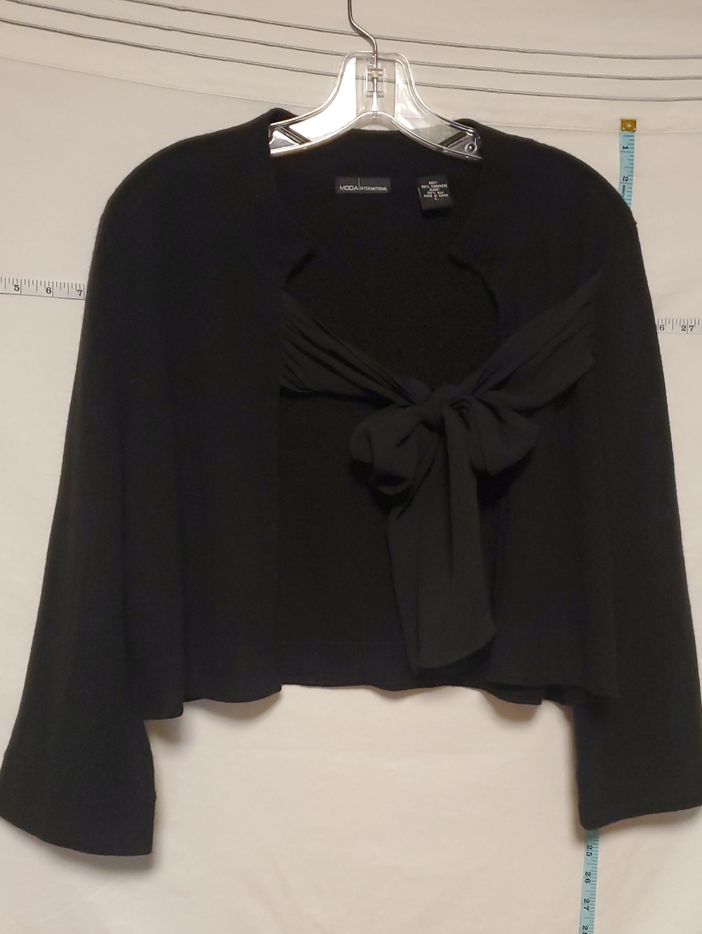 Moda International Cashmere Shrug Silk Tie Lg Luxury Formal Date Night Wedding